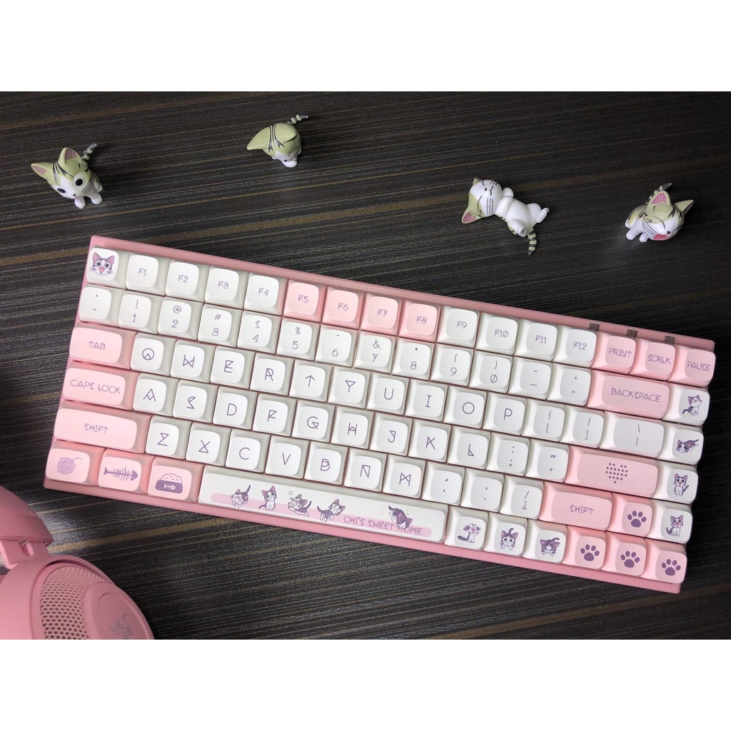 Keycap Cho Bàn Phím Cơ Mèo Chii Thick PBT XDA Profile 138 - Hộp kèm khay nhựa chuẩn + keypuller dài