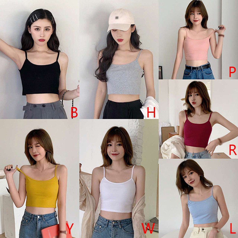 Áo Hai Dây Dáng Ôm Màu Trơn Thời Trang Xinh Xắn Cho Nữ