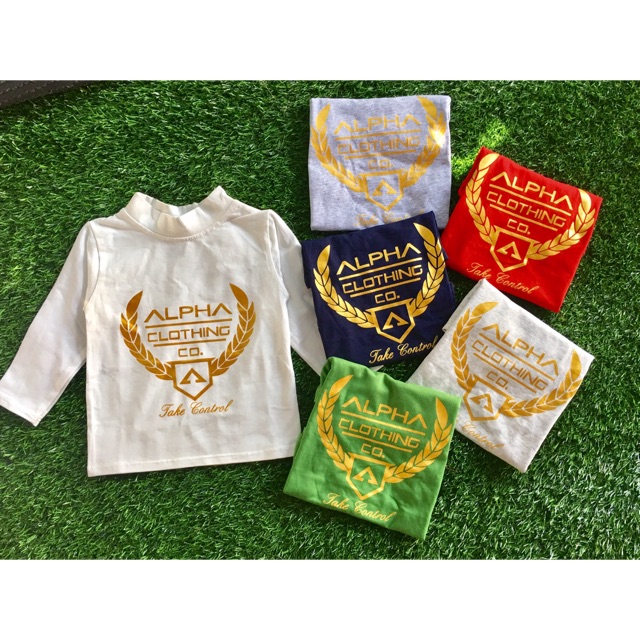 Size 8-20kg: Áo cotton cổ 3 phân ALPHA ấm áp, thời trang cho bé trai bé gái - apbl