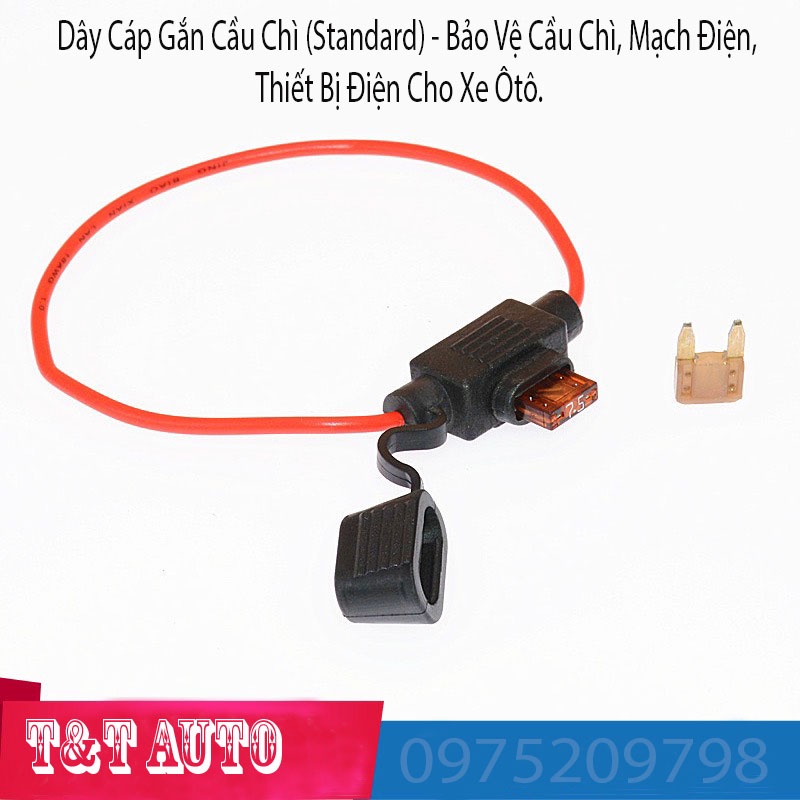 Bộ 10 Dây Cáp Gắn Cầu Chì (Standard) - Bảo Vệ Cầu Chì, Mạch Điện, Thiết Bị Điện Cho Xe Ôtô.