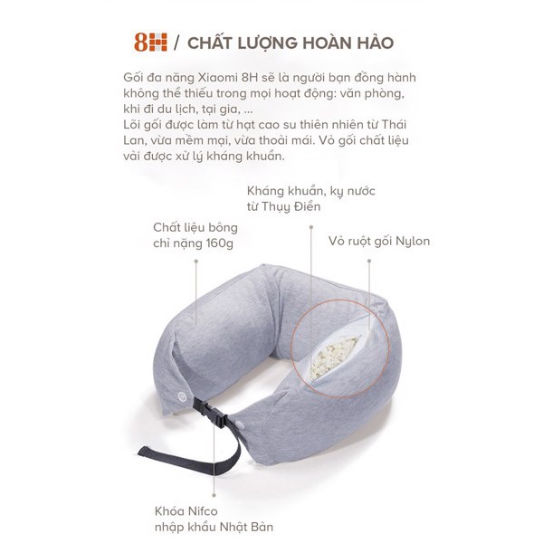 [Hỏa Tốc - HCM] Gối cổ Xiaomi 8H TRAVEL U-SHAPED PILLOW - YAJ4042RT | Hàng Chính Hãng | Mimax Store