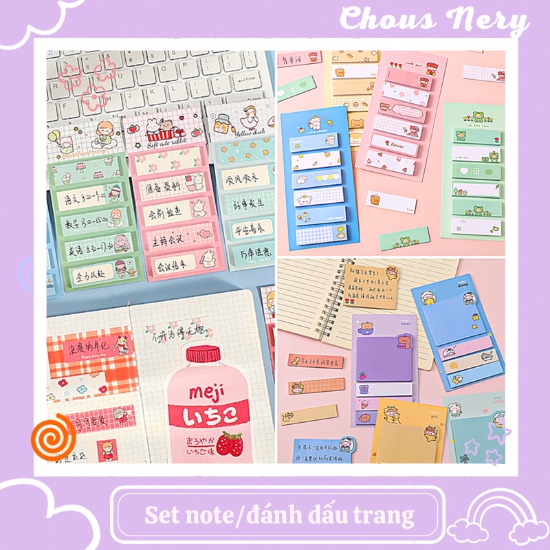 [Tặng mã 50k]Set giấy note/đánh dấu trang nhiều màu sắc họa tiết đáng yêu kiểu dáng Nhật Bản| Xem thêm ở phần mô tả