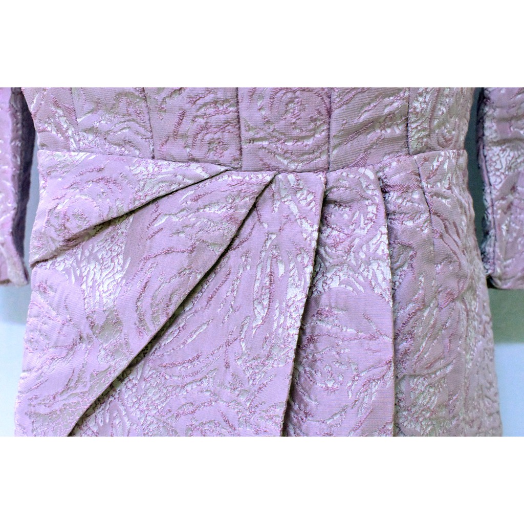 Đầm dự tiệc sang trọng Vải Gấm, tay phồng, xẻ tà (BT052)