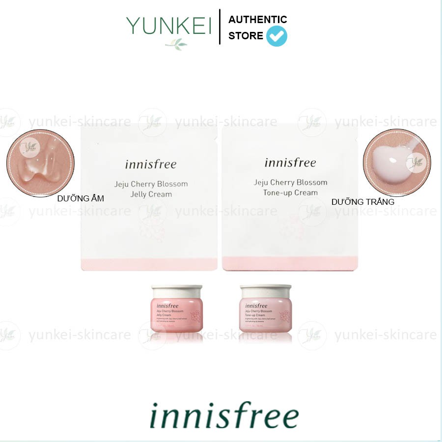 Sample Kem Dưỡng Anh Đào Nâng Tone Tức Thì Innisfree Tone Up Cream/Jelly Cream 1ml