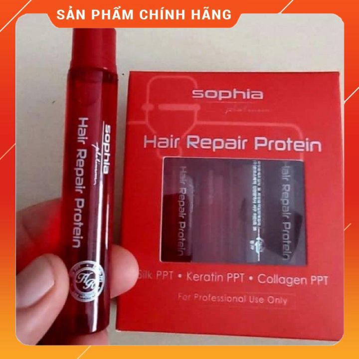 Huyết thanh protein  sophia( hộp 10 ống màu đỏ )phục hồi tóc hư tổn khi uấn duỗi nhuộm  la,f dai sợi tóc tức thì -