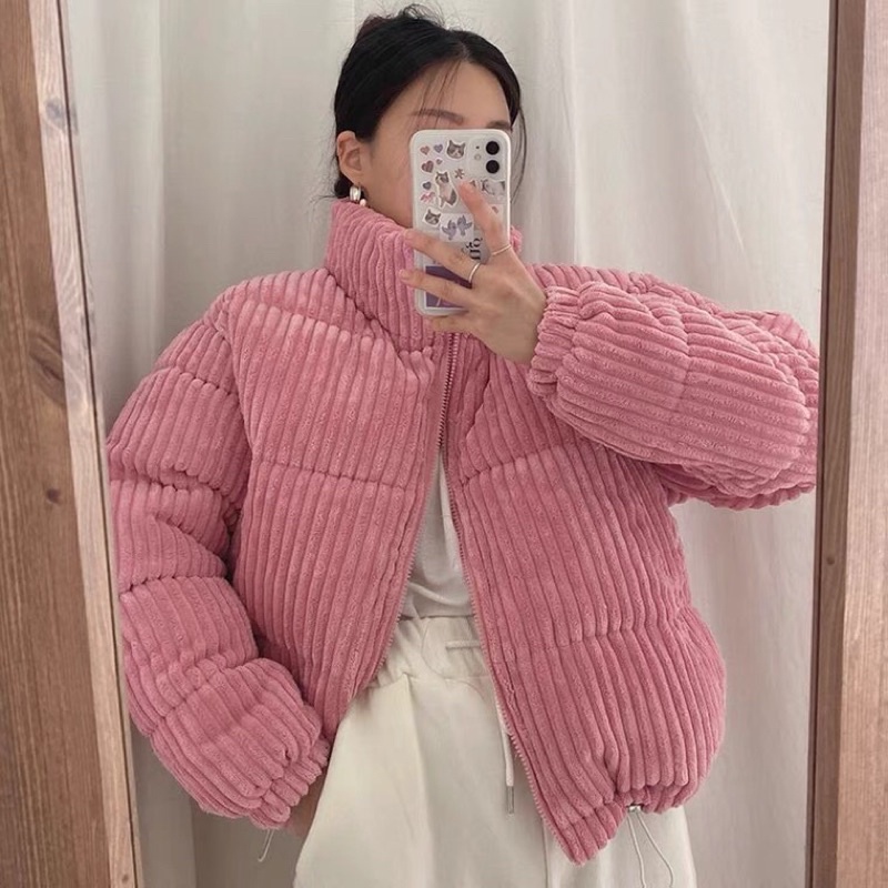 Áo khoác phao nhung tăm 2 lớp dành cho nữ