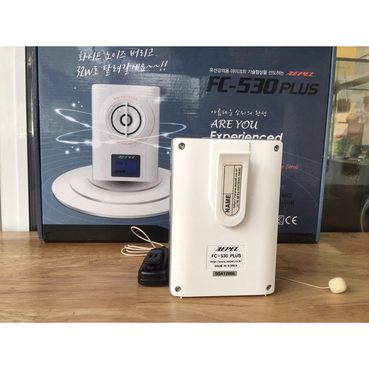 Mic trợ giảng cài áo AEPEL FC-530 2.4G Made in Korea, Micro hạt gạo không dây Hàn Quốc, Loa FC530 Max 40W