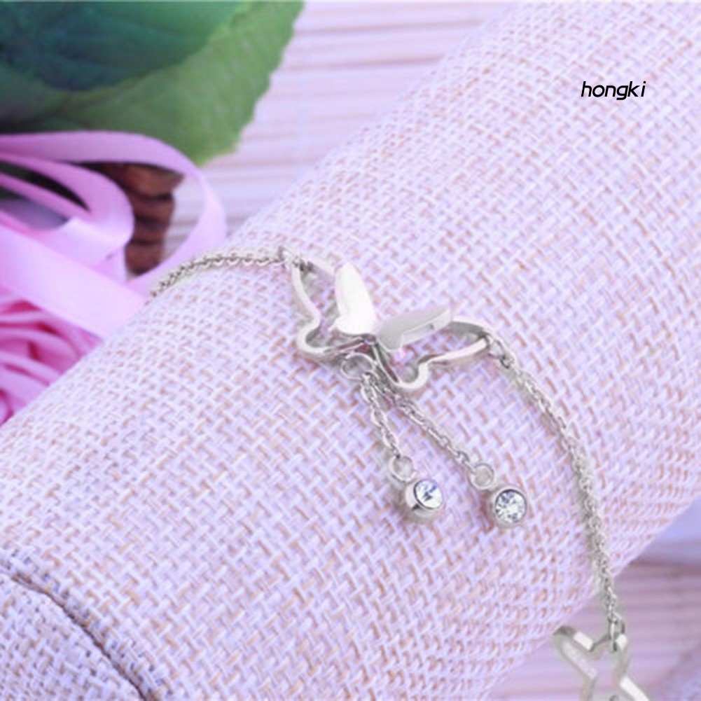 Lắc chân bằng hợp kim thiết kế mặt dây hình bướm thời trang xinh xắn cho nữ