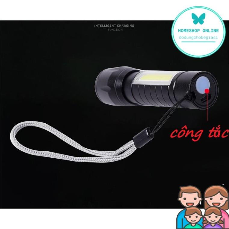 Đèn pin mini bỏ túi T1 siêu sáng có thể sạc lại, hàng cao cấp, có zoom