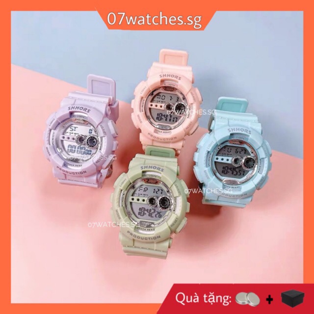 [watches.sg] Đồng Hồ thể thao Nam Và Nữ Shhorrs Tròn nhiều màu hot