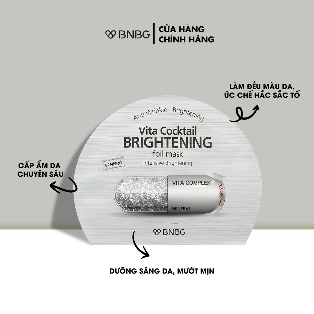 Combo 10 mặt nạ sáng da BNBG Vita Cocktail Brightening Foil Mask 30mlx10