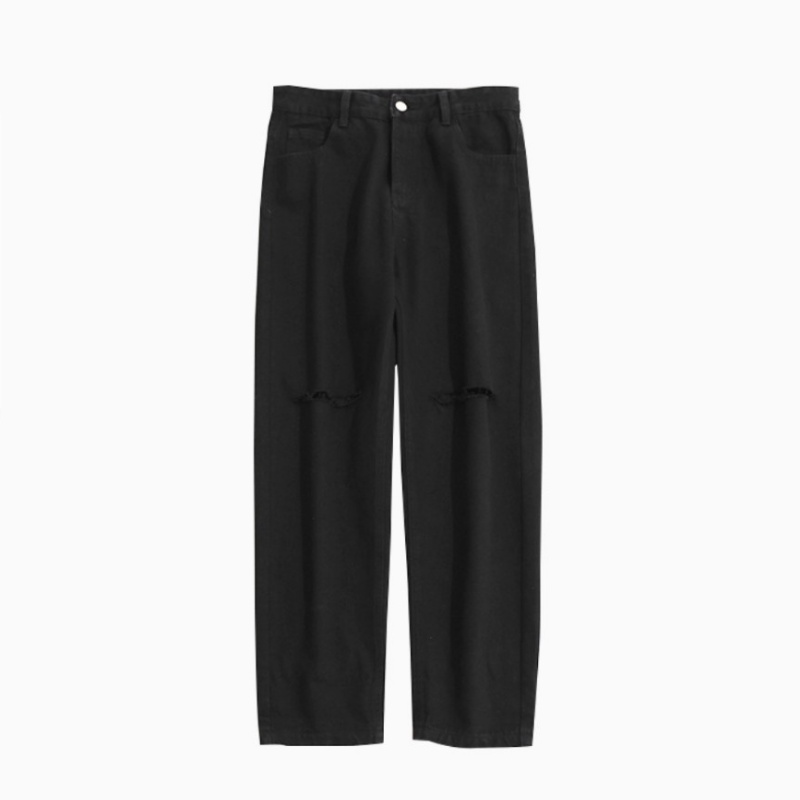 Quần Jeans Nam, Mẫu Jeans Đen Rách 2 Gối Hot Hit 2022-Trend Clothing_Store!