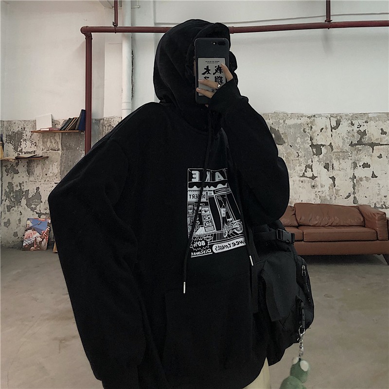 Áo hoodie unisex nữ form rộng dài, hoodie nữ unisex form rộng màu đen be có mũ thời trang - UNA04 | BigBuy360 - bigbuy360.vn