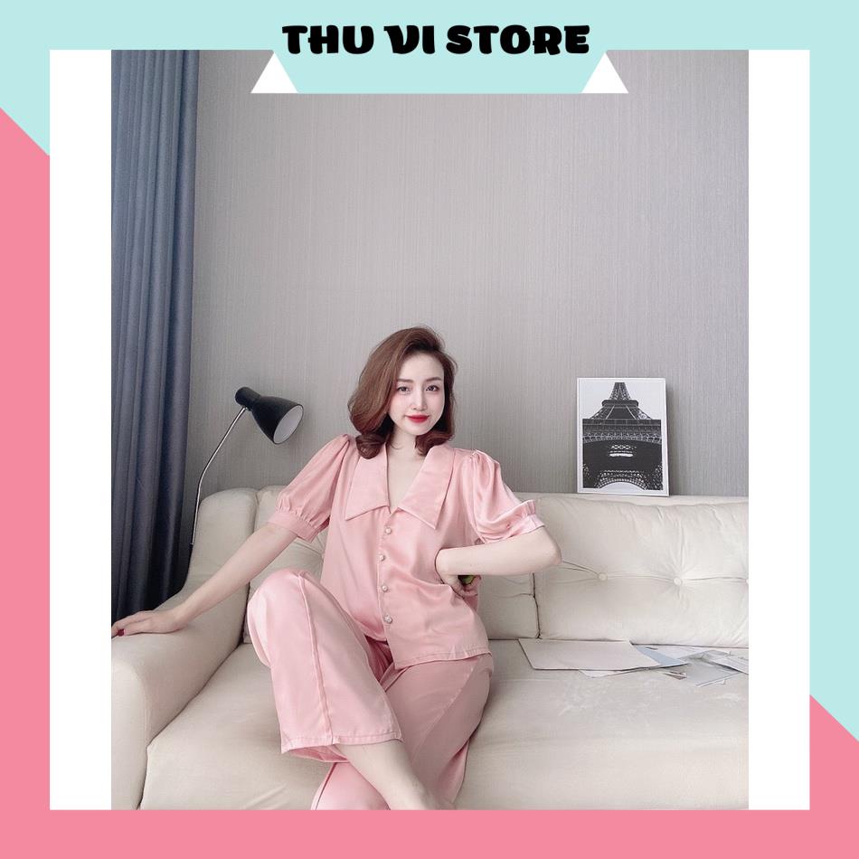 Đồ Lụa Mặc Nhà, Đồ Bộ Nữ Đồ Ngủ Áo Cổ Sen Quần Dài Chất Lụa Santin Mềm Mịn Nhiều Màu Form Dáng Rộng Rãi Dưới 60kg Mặc Vừ | BigBuy360 - bigbuy360.vn