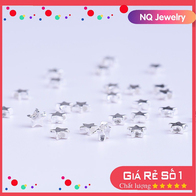 Charm bạc ngôi sao nhỏ xỏ ngang 1.8x4.3mm - NQ Jewelry