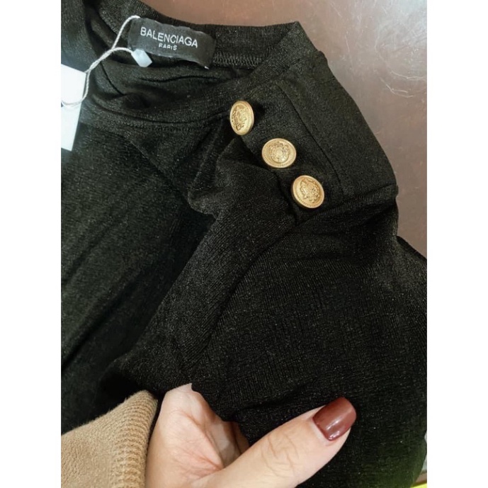 Áo body đen cúc vai cổ tròn sợ dệt TL240 0322