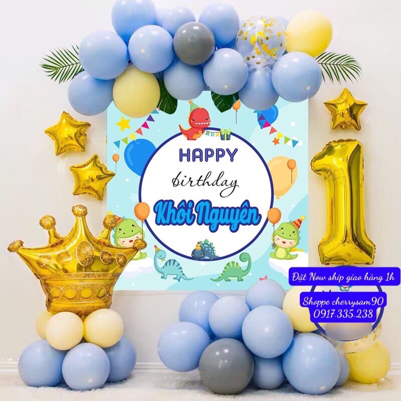 Set Phối 65 Bóng Kèm banner phông In Tên Bé Kiểu Hàn quốc Cực Kì Xinh Iu lắm Nhen❣️