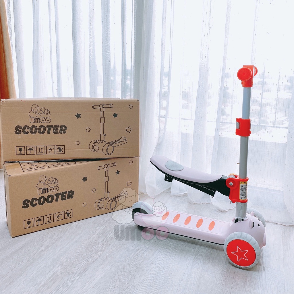 Xe Trượt Chòi Chân Scooter Umoo cho Bé với Bánh Xe có Đèn