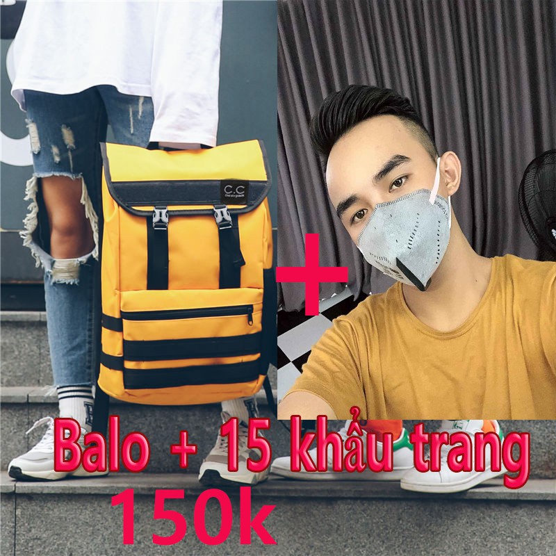 COMBO 15 KT và Balo YELLOW AND GREY Unisex C.C