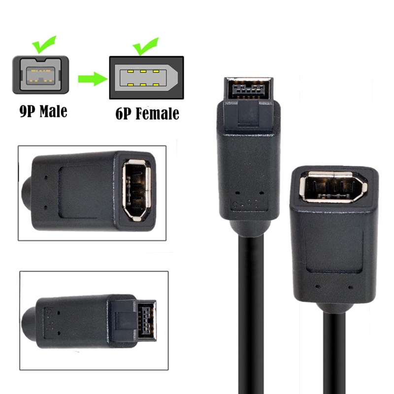 Dây Cáp IEEE 1394 6Pin Sang 1394b 9Pin Chuyên Dụng Cho Máy Ảnh Kỹ Thuật Số / Máy Tính