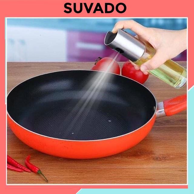 Bình Xịt Dầu Ăn, dấm, gia vị dạng lỏng Thuỷ Tinh 100ml cho nồi chiên không dầu, nướng thịt  BX1 SUVADO