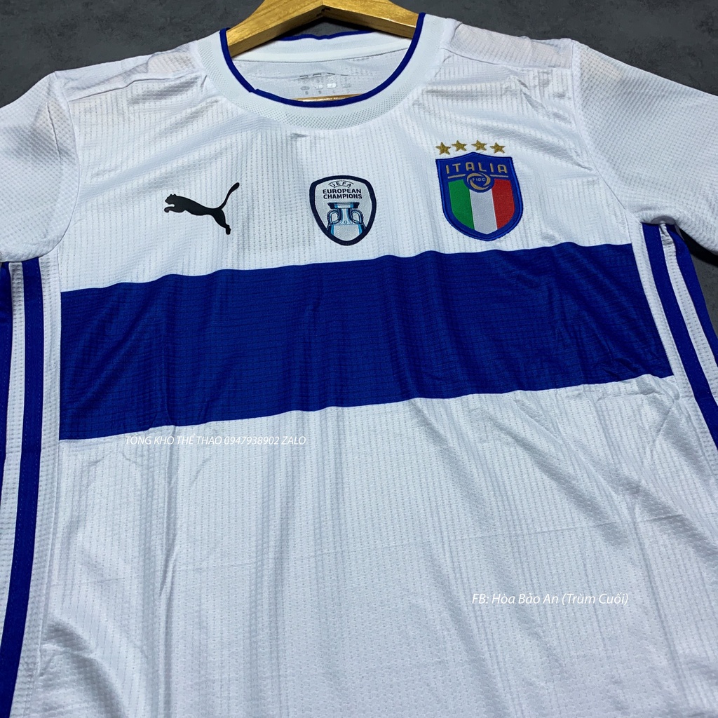 Set Bộ Quần Áo Bóng Đá Đội Tuyển Italia Áo Trắng Quần Xanh mẫu Euro 2022