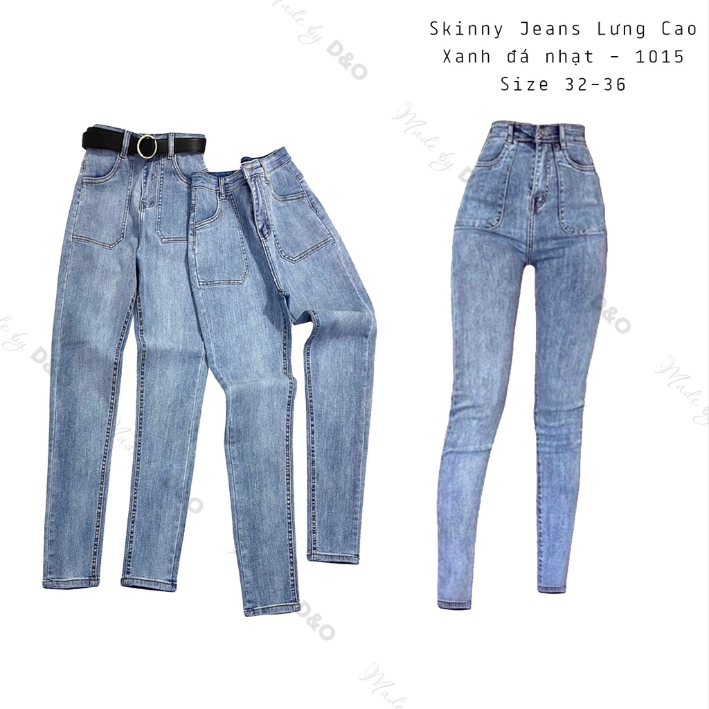 Quần Skinny Jeans Bigsize, Xanh Nhạt Túi Hộp 1015, Lưng Siêu Cao, Co Giãn Mạnh [Size 32-36]