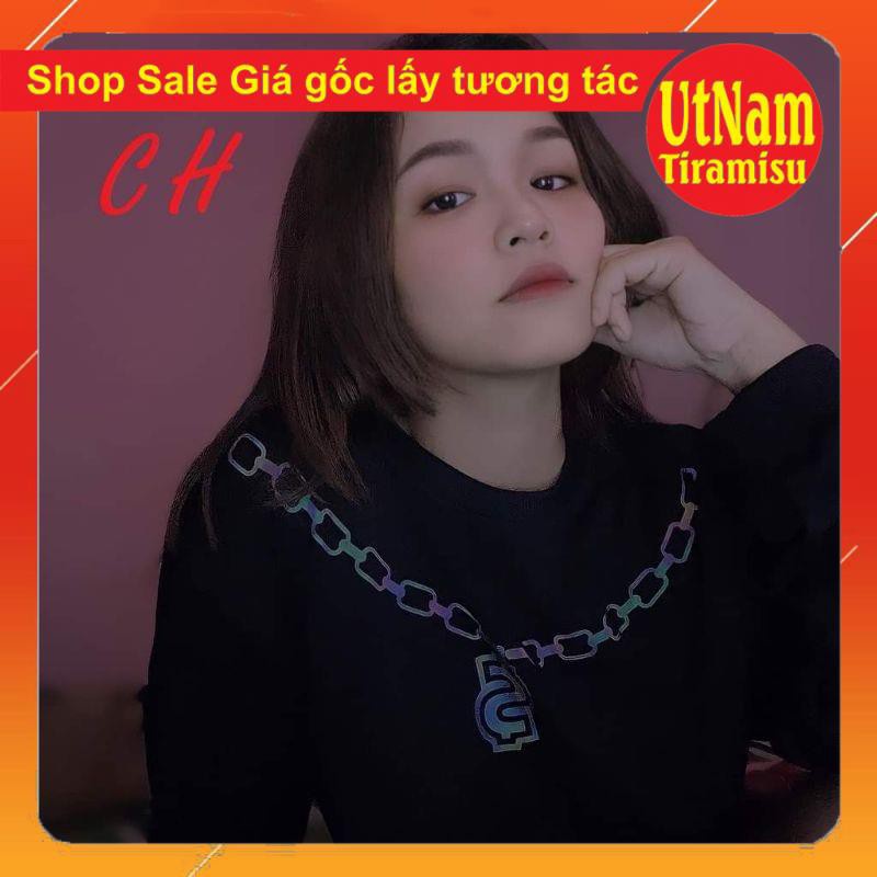 áo thun Dài Tay phản quang vòng cổ xích đô Kiểu dáng Unisexfreesize 40-50kg mặc đẹpPhong cách Hàn Quốc