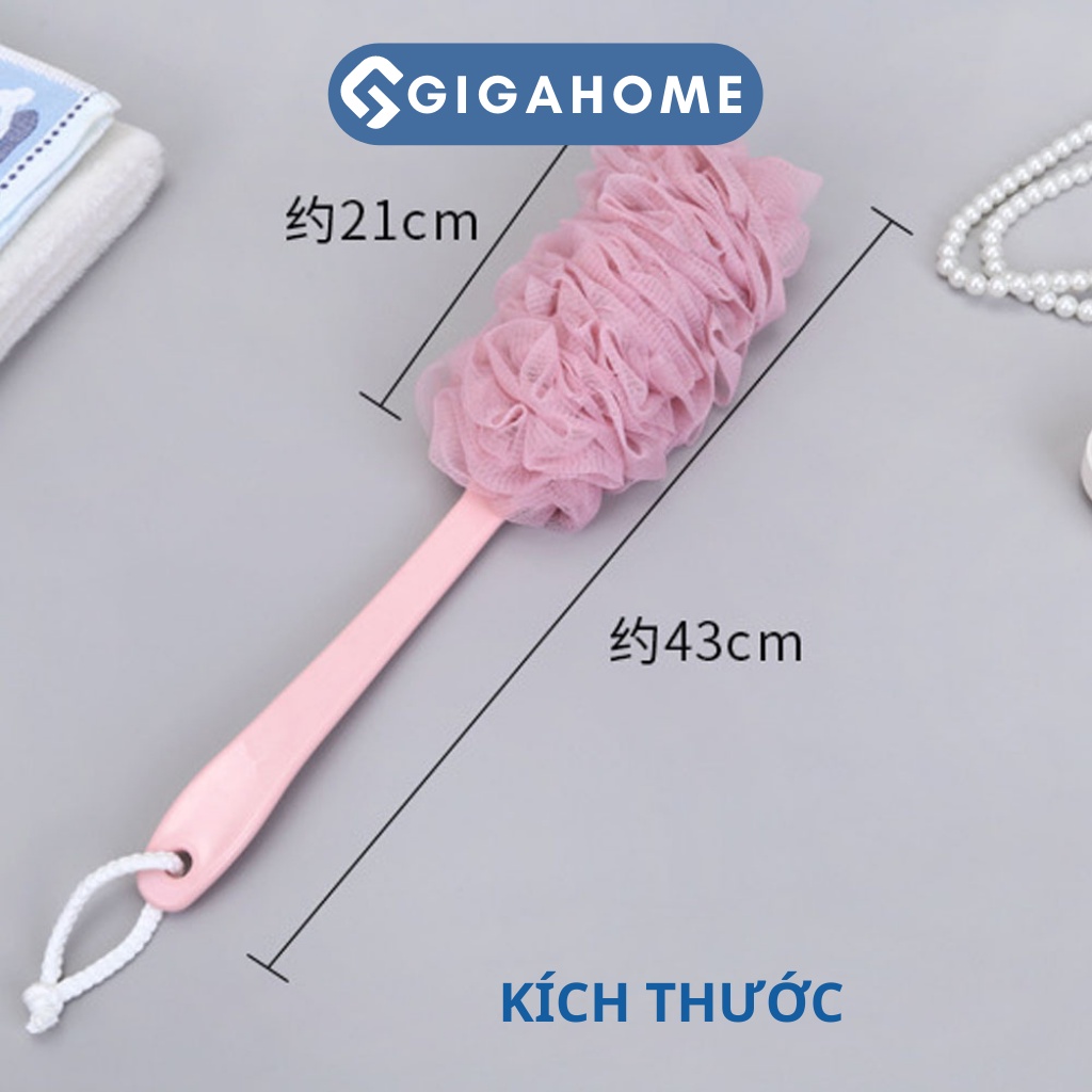 Cây Bông Tắm Chà Lưng Cán Dài GIGAHOME Tạo Bọt, Tẩy Da Chết Tiện Lợi 5009