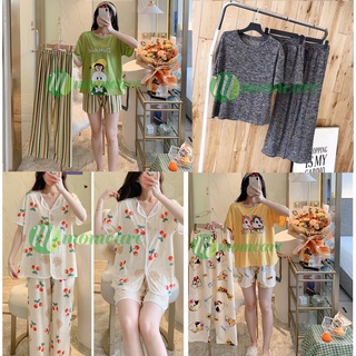 Bộ đồ ngủ nữ đẹp SET 3 CHI TIẾT - Đồ bộ mặc nhà dễ thương - Thời trang mùa hè QUẢNG CHÂU cao cấp giá rẻ