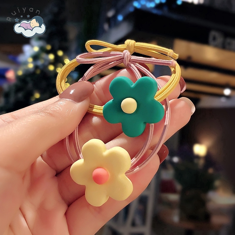 Dây Buộc Tóc Hình Bông Hoa Nhiều Màu Sắc Dễ Thương Thời Trang Cho Nữ