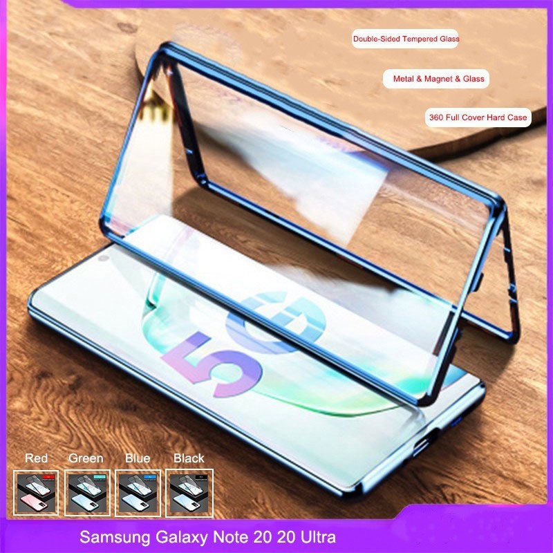 Ốp Điện Thoại Kính Cường Lực Cứng Hai Mặt Nắp Lật Cho Samsung Galaxy Note 20 Ultra Note 20 Note 10 Note 10 Plus Note 10 Lite Note9