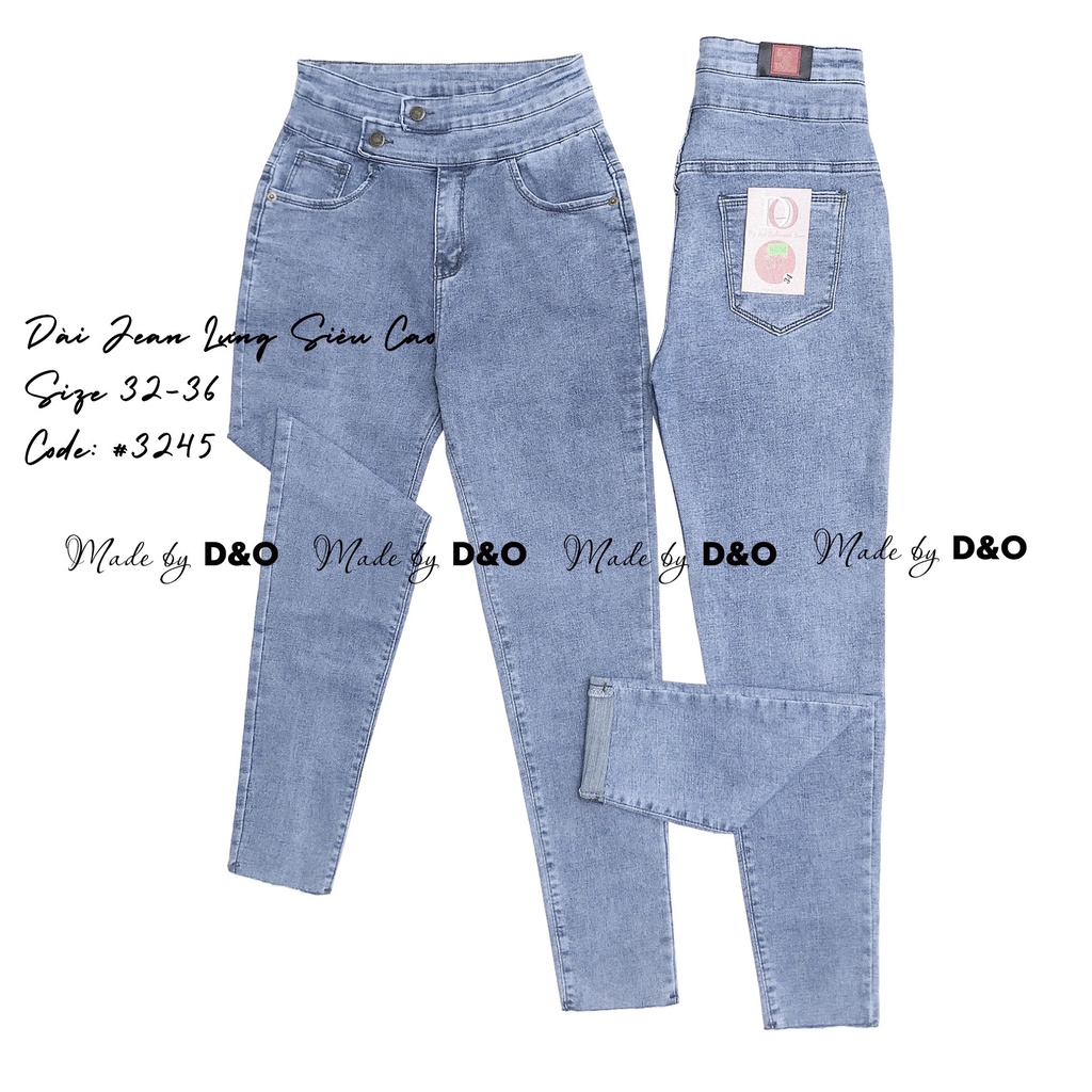 NEW [Size 30-36] Quần Dài Jeans Nữ Bigsize 2 Lưng1002, Xanh Đậm, Sáng, Lưng Cao Trên Rốn, Co Giãn Mạnh