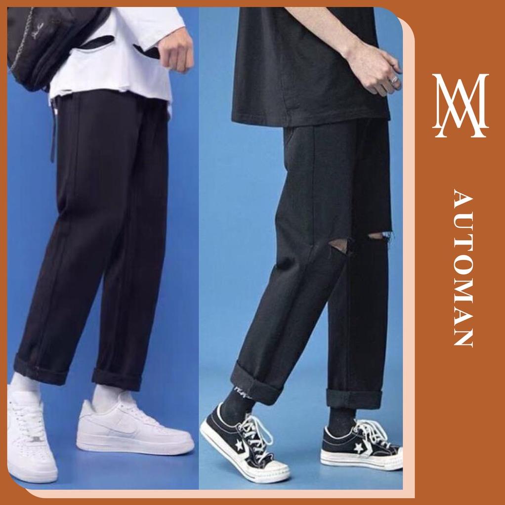 quần jean baggy nam rách gối quần bò ống rộng suông style hàn quốc 2022 AUTOMAN Q10 Đẹp