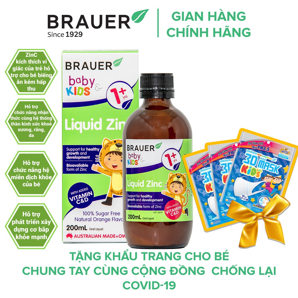 Combo Brauer Kẽm Vitamin Tổng Hợp hổ trợ bé biếng ăn 1-3 tuổi