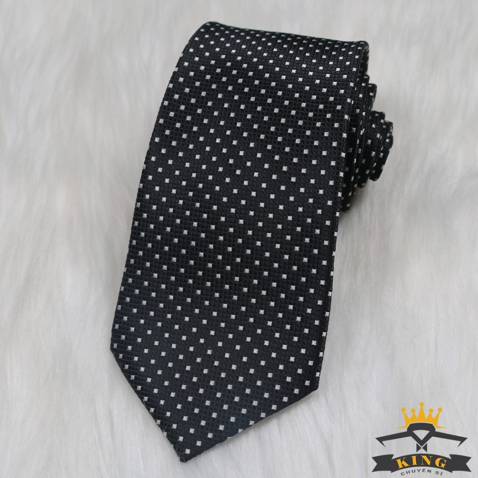Cà vạt nam đen KING caravat chấm bi công sở ( C052 )