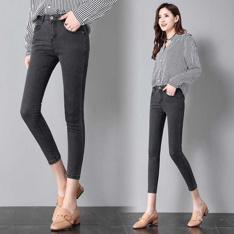 Quần Jeans Đen Lưng Cao Dáng Ngắn 150cm 8 Tấc Thời Trang Mùa Hè Cho Nữ