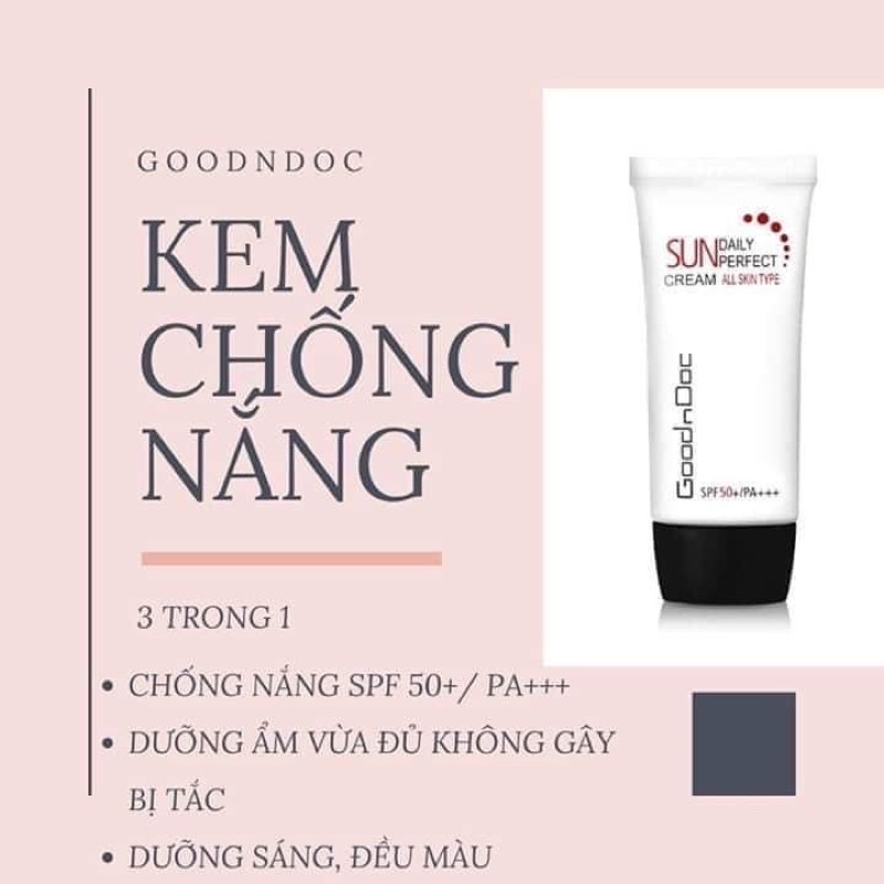 Kem chống nắng nâng tone da GoodnDoc Daily Perfect Suncream SPF 50+ PA+++