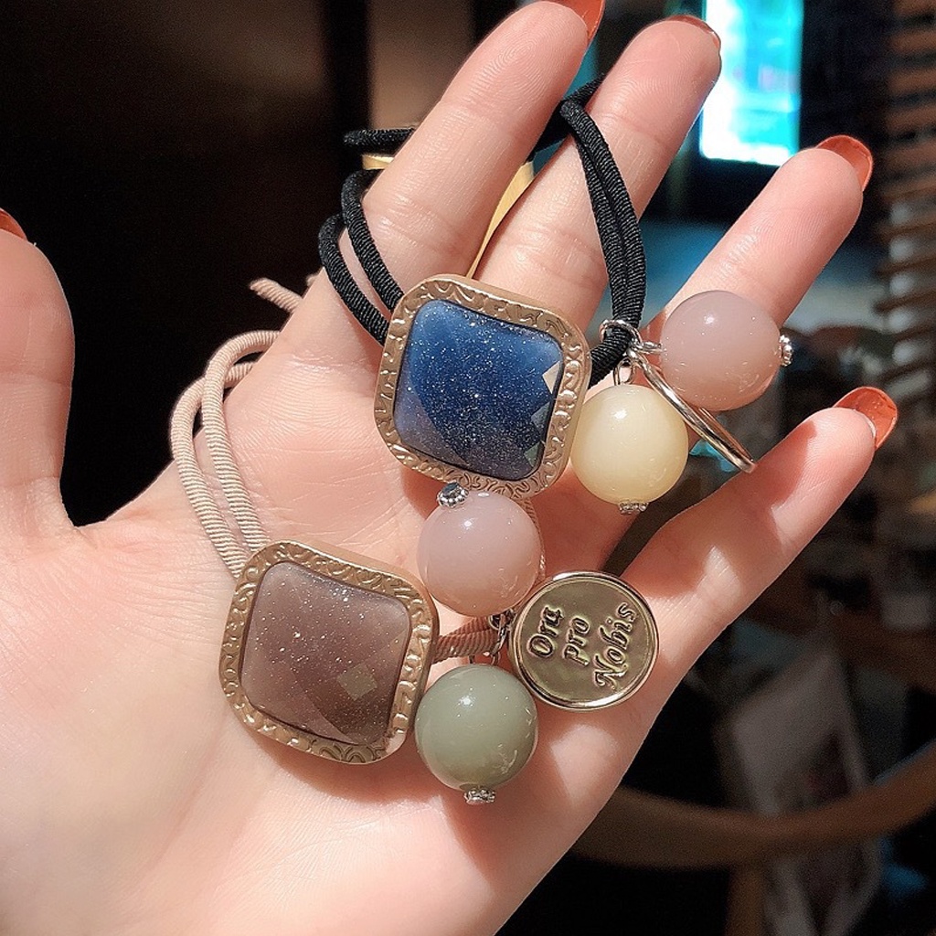 Dây buộc tóc đính đá vuông thời trang cho nữ phong cách Hàn Quốc Hồ Lô Kids