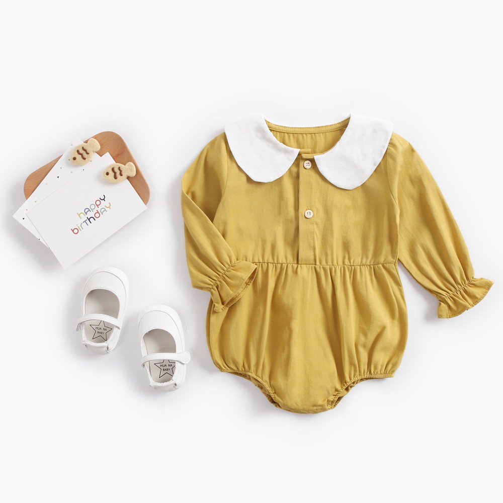 Bộ Áo Liền Quần Cotton Sanlutoz Dài Tay Thời Trang Cho Bé Gái Sơ Sinh