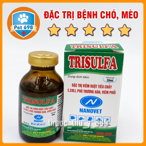 Hộp 5ml x 15 lọ Trisulfa Chữa bệnh đường ruột choe, mèo, thú cảnh PET-698