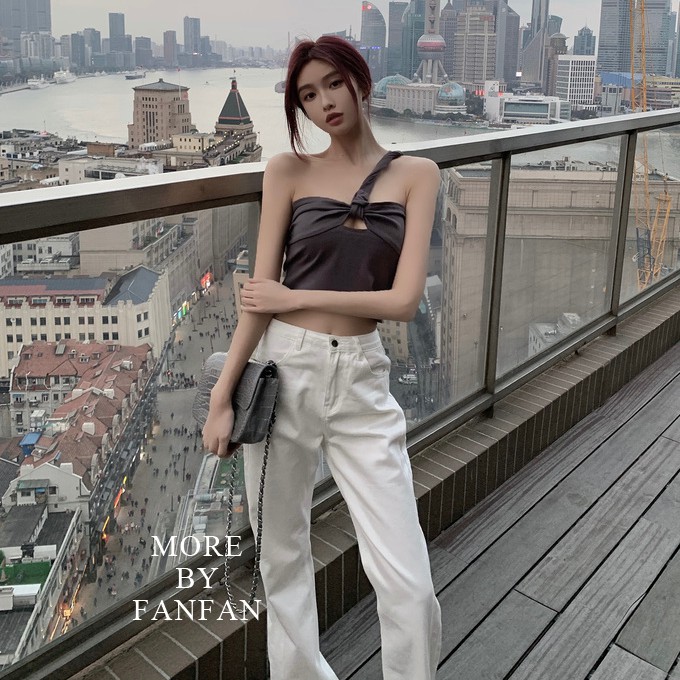 Cocory vn Áo croptop lệch vai thiết kế quyến rũ cho phái nữ