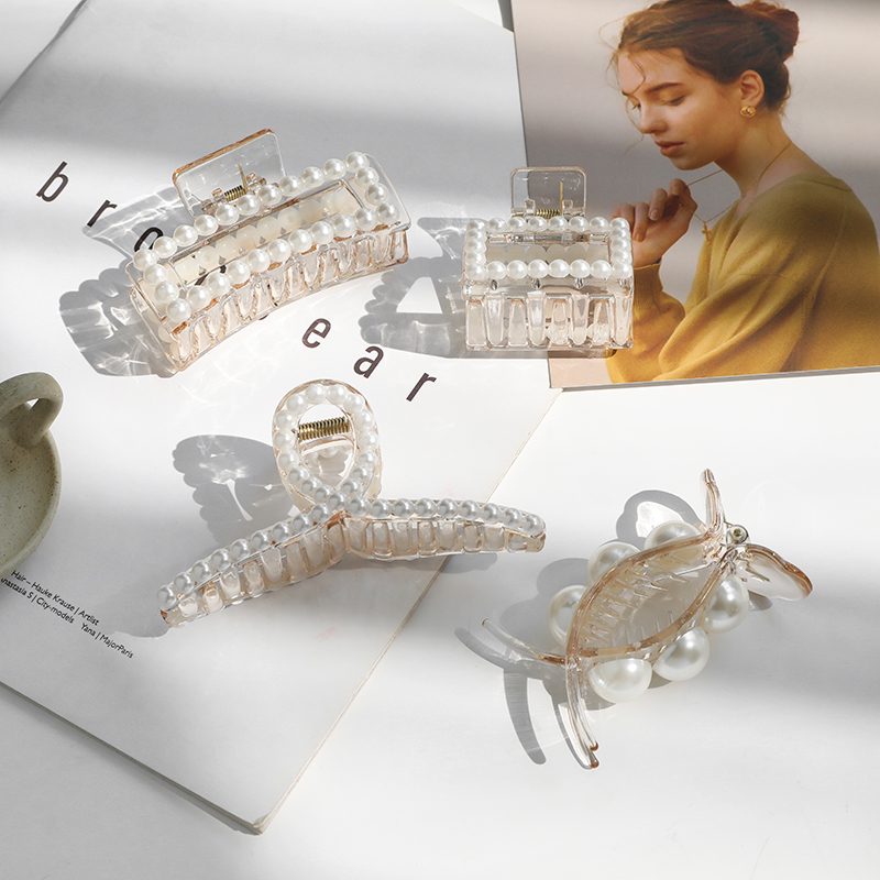 Kẹp Tóc Đính Ngọc Trai Thiết Kế Lưng Độc Đáo Phong Cách Hàn Quốc Cao Cấp