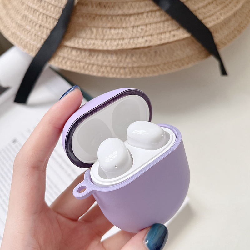 Vỏ Bảo Vệ Hộp Sạc Tai Nghe Xiaomi Redmi Buds 4 Bằng PC Cứng Màu Kẹo Kèm Móc