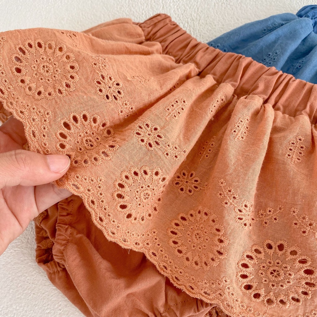 Set 3 chi tiết mũ, quần váy, áo hoa cho bé gái đáng yêu ảnh thật