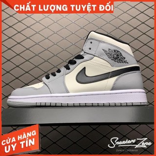 (FREESHIP+QUÀ) Video Giày thể thao AIR JORDAN 1 Retro High Light Smoke Grey cao cổ xám logo đen Sneaker Zone