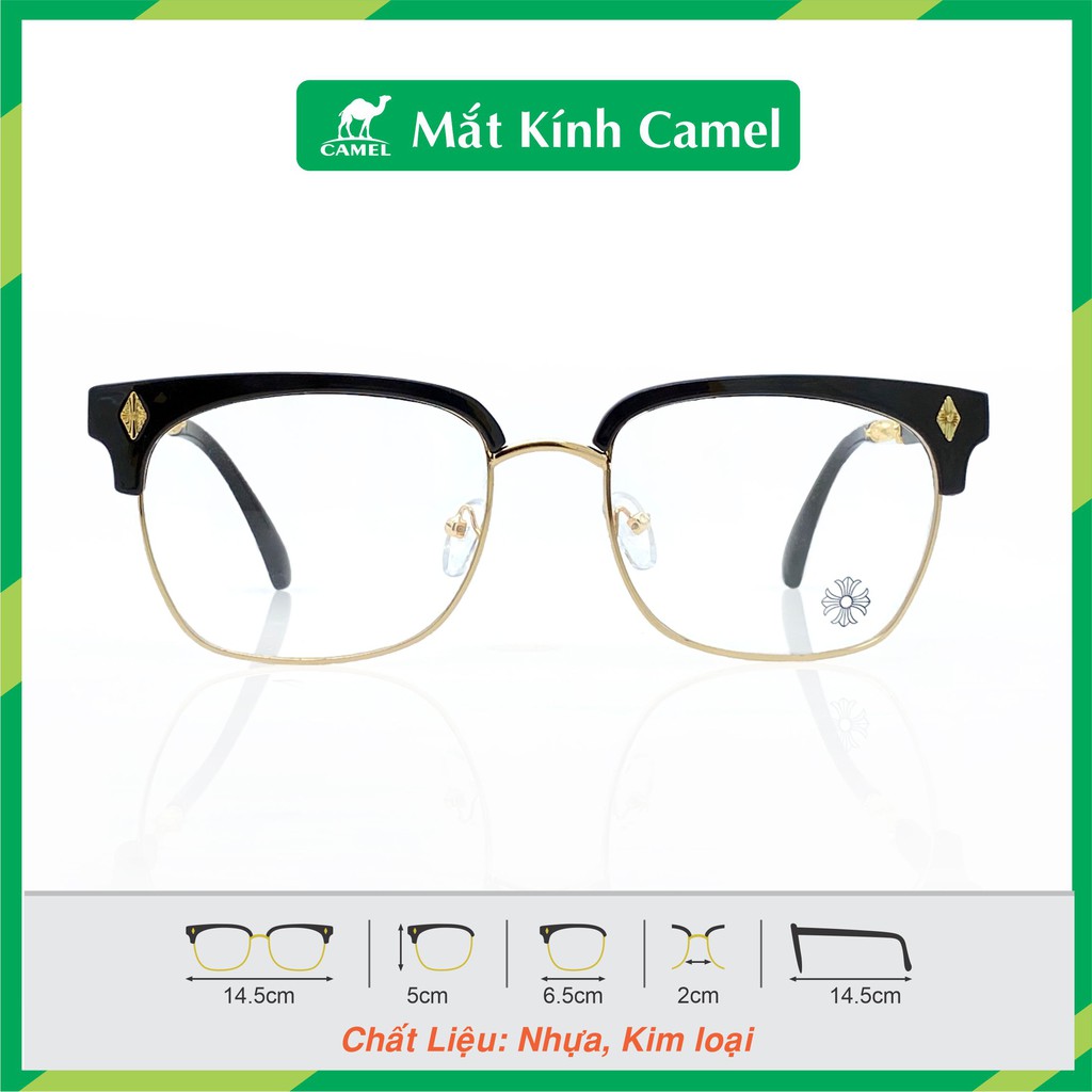 Kính giả cận CH thời trang nam nữ cao cấp mắt vuông [gọng kim loại vàng] | BigBuy360 - bigbuy360.vn