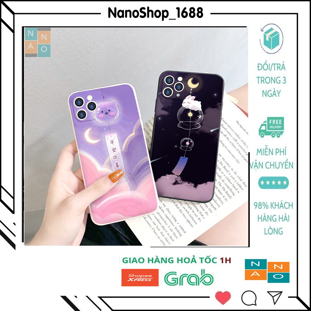 Ốp Lưng iPhone Cạnh Vuông, bảo Vệ Camera Hình Chuông gió iP 7Plus/8Plus/x/xs/xsmax/11/pro/promax/12/pro/promax/13