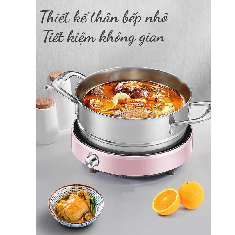 Bếp Từ Đơn - Bếp Từ Tròn Đa Năng Công Suất 2200W mặt kính cường lực Phím Cơ chế độ an toàn- Bảo Hành 6 Tháng