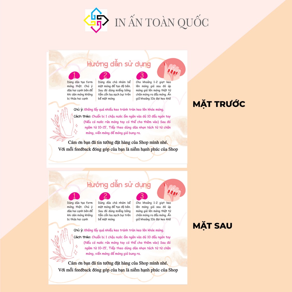 Tổng hợp Bìa  gắn móng giả, nail giả, 50 nhãn bìa cứng Kích thước 9x11cm